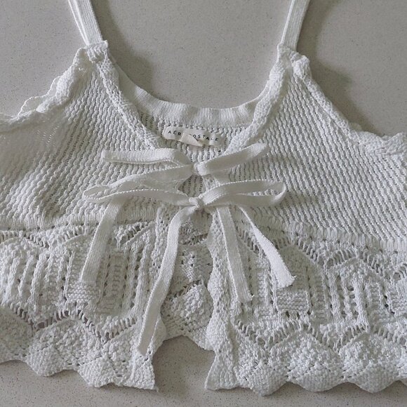 Aeropostale White Cropped Tie-Front Crop Top Women's Size M - Picture 9 of 11